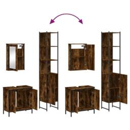 Berkfield Home Durable 3 Piece Bathroom Furniture Set Smoked Oak Engineered Wood in Brown - thumbnail 9