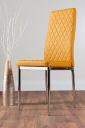 FurnitureboxUK Leonardo Glass & Chrome Metal Dining Table & 6 Milan Chairs Dining Set in Mustard - thumbnail 5