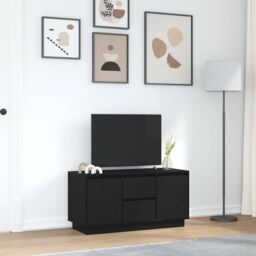 Berkfield Home TV Cabinet with LED Lights Black Oak 100x41x50 cm - Size: 100 x 41 x 50 cm - thumbnail 4