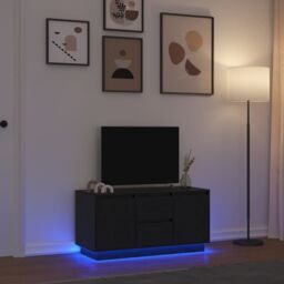 Berkfield Home TV Cabinet with LED Lights Black Oak 100x41x50 cm - Size: 100 x 41 x 50 cm - thumbnail 1
