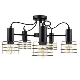 Netlighting Rune Multi Arm Semi Flush Ceiling Light Black 60cm 5x E27
