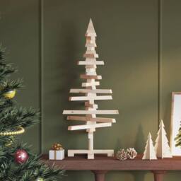 Berkfield Home Wooden Christmas Tree for Decoration 90 cm Solid Wood Pine in Brown - thumbnail 2