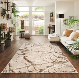 Smart Living Venice Modern Carved Rug - Soft Luxury for Living & Bedroom in Beige - Size: 80 cm x 150 cm - thumbnail 4
