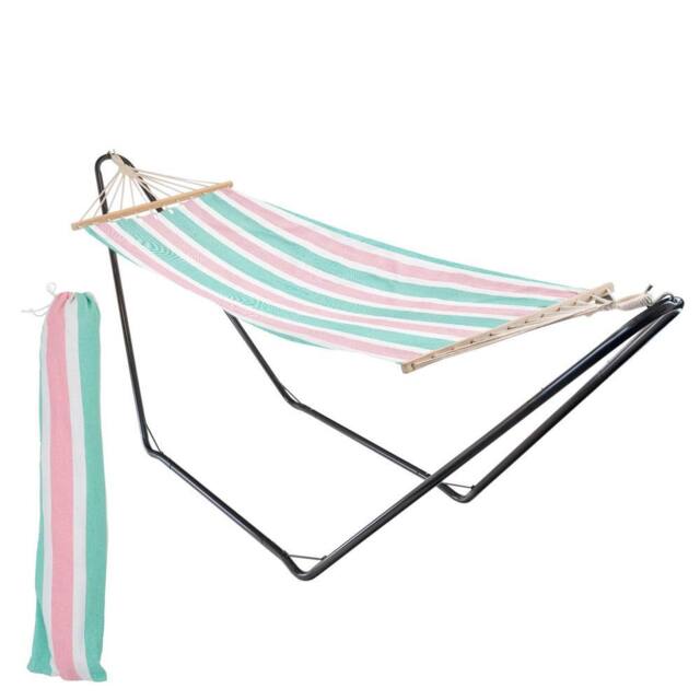 Harbour Housewares Cotton Garden Hammock with Stand - image 1