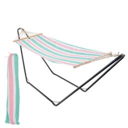 Harbour Housewares Cotton Garden Hammock with Stand - thumbnail 1