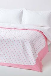 Homescapes Cotton Heart Decorative Sofa Throw in Pink - Size: 150 cm x 200 cm - thumbnail 3