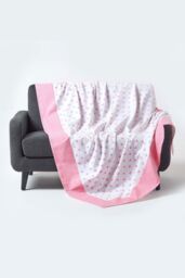 Homescapes Cotton Heart Decorative Sofa Throw in Pink - Size: 150 cm x 200 cm