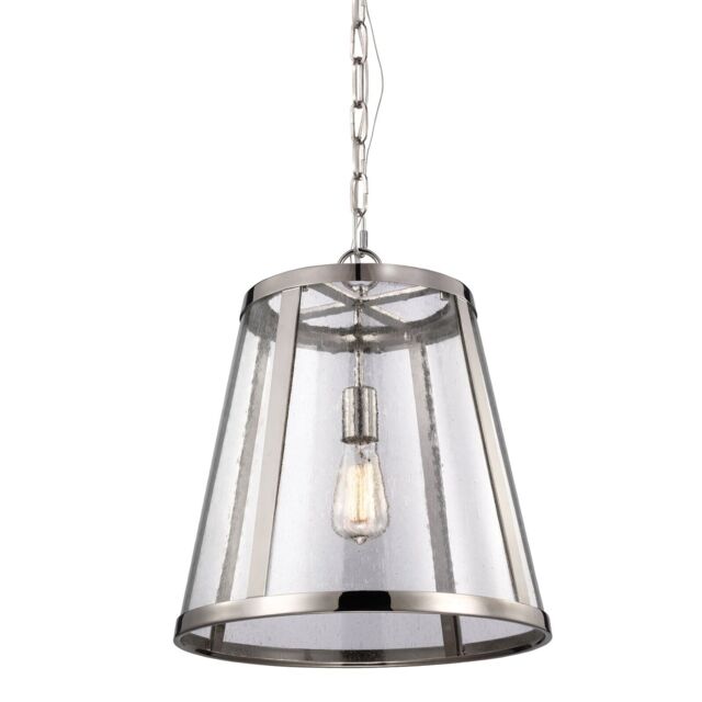 Loops 1 Bulb Ceiling Pendant Light Fitting Highly Polished Nickel LED E27 60W in Metallics - image 1
