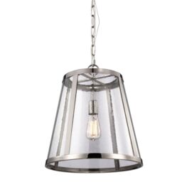 Loops 1 Bulb Ceiling Pendant Light Fitting Highly Polished Nickel LED E27 60W in Metallics - thumbnail 1