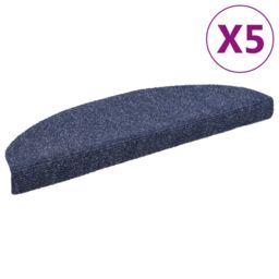 Berkfield Home Self-adhesive Stair Mats 5 pcs Blue 65x21x4 cm Needle Punch - Size: Medium - thumbnail 2