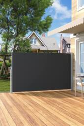 Living and Home 3 x 1.8m Retractable Privacy Side Awning - UV Waterproof Wall-Mounted Shade for Patio, Balcony & Garden, Grey - thumbnail 1