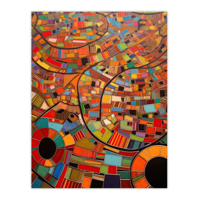 "Artery8 Aerial African Abstract Africa Bright Colours Unframed Wall Art Print Poster Home Decor Premium - Size: W12"" x H16""" - image 1