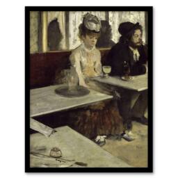 Artery8 Edgar Degas Framed Wall Art Print In a Cafe Absithe Drinkers Painting in Grey - Size: A4 - thumbnail 1