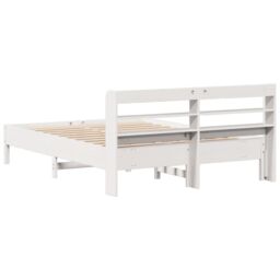 Berkfield Home Bed Frame without Mattress White 150x200 cm King Size Solid Wood Pine - thumbnail 6