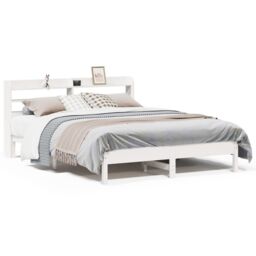 Berkfield Home Bed Frame without Mattress White 150x200 cm King Size Solid Wood Pine - thumbnail 2