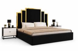 SOFT SNOOZE BEDS Luxury Gold Trim Upholstered Bed Designer Tufted Headboard & Ottoman in Silver - Size: Super King - thumbnail 9