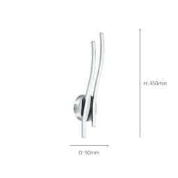Eglo Valmora Chrome & Clear Metal Integrated LED Wall Light in Metallic Silver - thumbnail 5