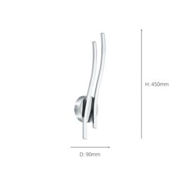 Eglo Valmora Chrome & Clear Metal Integrated LED Wall Light in Metallic Silver - thumbnail 3
