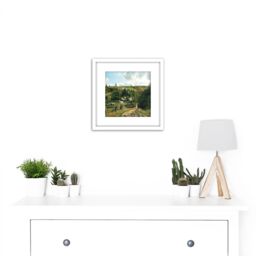 Artery8 Pissarro Jalais Hill Pontoise Landscape Painting 8X8 Inch Square Wooden Framed Wall Art Print Picture with Mount in White - thumbnail 2