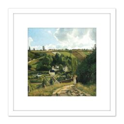 Artery8 Pissarro Jalais Hill Pontoise Landscape Painting 8X8 Inch Square Wooden Framed Wall Art Print Picture with Mount in White - thumbnail 1