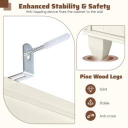 Costway Narrow Bathroom Cabinet 172cm Tall Floor Cabinet w/ Shelves & Drawer in Beige - thumbnail 8