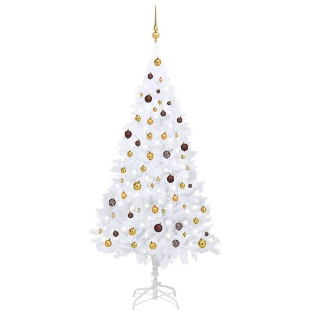 Berkfield Home Artificial Pre-lit Christmas Tree with Ball Set White 210 cm PVC - image 1