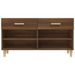 Berkfield Home Shoe Cabinet Brown Oak 102x35x55 cm Engineered Wood - Size: 102 x 35 x 55 cm - thumbnail 6