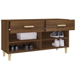 Berkfield Home Shoe Cabinet Brown Oak 102x35x55 cm Engineered Wood - Size: 102 x 35 x 55 cm - thumbnail 5
