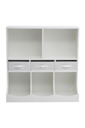 Living and Home Three Story Open Toy Clothing and Book Storage Cabinet in White - thumbnail 5