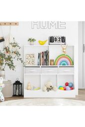 Living and Home Three Story Open Toy Clothing and Book Storage Cabinet in White - thumbnail 4