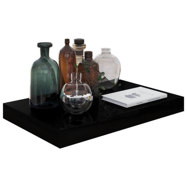 Berkfield Home Durable Floating Wall Shelves 2 pcs High Gloss Black 40x23x3.8 cm MDF - image 1