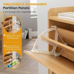 PAWNORA Rattan Shoe Storage Cabinet & 2 Flip Drawers in Brown - thumbnail 3