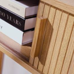 CALICOSY ERNEST 2-Door Sliding Console Table, 100Cm Wide in Light Brown - thumbnail 8