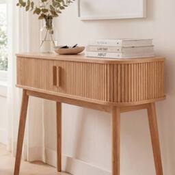 CALICOSY ERNEST 2-Door Sliding Console Table, 100Cm Wide in Light Brown - thumbnail 4