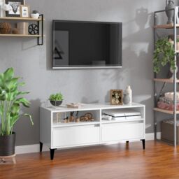 Berkfield Home TV Cabinet High Gloss White 100x34.5x44.5 cm Engineered Wood