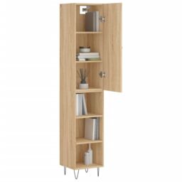 Berkfield Home Highboard Sonoma Oak 34.5x34x180 cm Engineered Wood in Brown - thumbnail 3