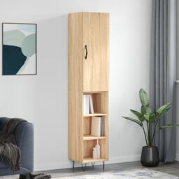 Berkfield Home Highboard Sonoma Oak 34.5x34x180 cm Engineered Wood in Brown - thumbnail 1