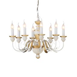 Netlighting Firenze 8 Light Chandelier Ivory Gold Finish E14 - thumbnail 1