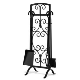 Costway 5 Piece Fireplace Tool Set Fire Place Accessories with Easy-To-Grab Handles in Black - thumbnail 1