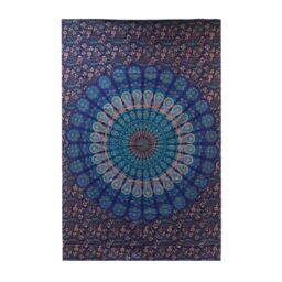 KDMD Single Cotton Bedspread + Wall Hanging - Classic Mandala in Blue
