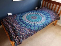 KDMD Single Cotton Bedspread + Wall Hanging - Classic Mandala in Blue - thumbnail 4