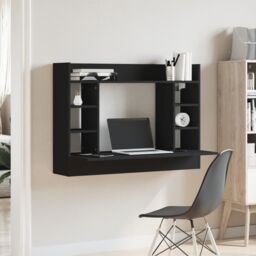 Berkfield Home Wall-Mounted Desk Black 105x48x75 cm Engineered Wood - Size: 105 x 48 x 75 cm - thumbnail 3