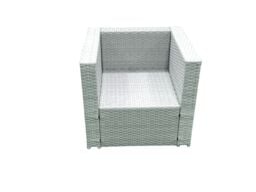 Fimous 6 Seater Rattan Garden Furniture Set with 3 Seater Sofa 2 Chair Square Coffee Table Big Footstool Side Table Light Grey Mixed - thumbnail 6