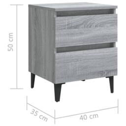 Berkfield Home Sturdy Bed Cabinet with Metal Legs Grey Sonoma 40x35x50 cm - Size: 40 x 35 x 50 cm - thumbnail 8