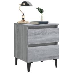 Berkfield Home Sturdy Bed Cabinet with Metal Legs Grey Sonoma 40x35x50 cm - Size: 40 x 35 x 50 cm - thumbnail 7