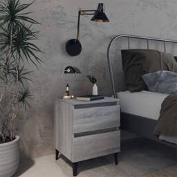 Berkfield Home Sturdy Bed Cabinet with Metal Legs Grey Sonoma 40x35x50 cm - Size: 40 x 35 x 50 cm - thumbnail 2