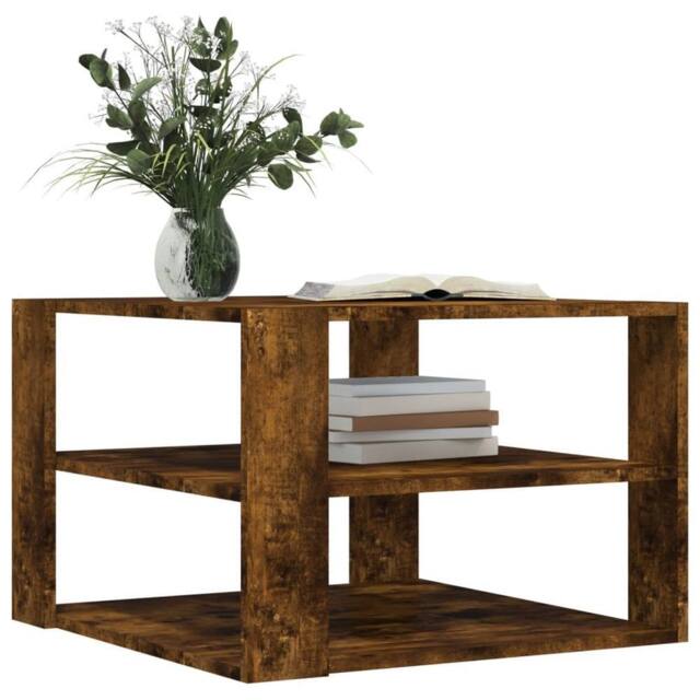 Berkfield Home Decorative Coffee Table Smoked Oak 59.5x59.5x40 cm Engineered Wood in Brown - image 1