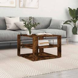 Berkfield Home Decorative Coffee Table Smoked Oak 59.5x59.5x40 cm Engineered Wood in Brown - thumbnail 2