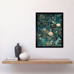 "Artery8 Wall Art Print Audubon Style Birds in Blooming Wildflower Field Art Framed in Black - Size: W12"" x H16""" - thumbnail 2