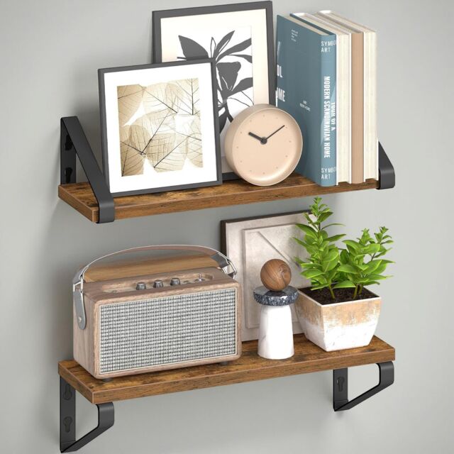 VASAGLE Pack of 2 Floating Shelves Wall Mounted Racks Shelving Unit in Brown - image 1